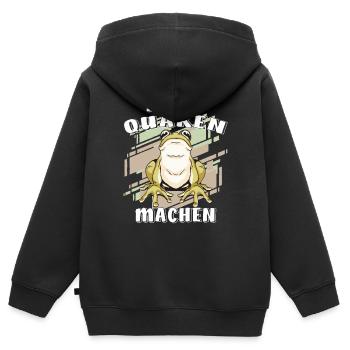 FROSCH NICHT QUAKEN MACHEN - Kinder Premium Organic Zip Hoodie - Schwarz - Hinten - AI Model Kid Male (0cm)