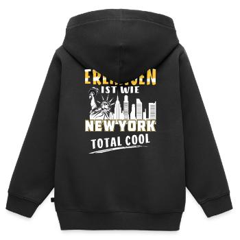ERLANGEN IST WIE NEW YORK - Kinder Premium Organic Zip Hoodie - Schwarz - Hinten - AI Model Kid Male (0cm)