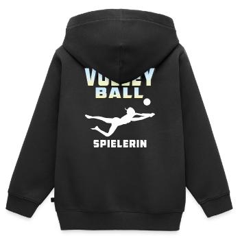 VOLLEYBALL SPIELERIN - Kinder Premium Organic Zip Hoodie - Schwarz - Hinten - AI Model Kid Male (0cm)