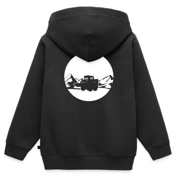 Grande chemise de chargeuse compacte - Sweat Premium à capuche zippé enfant bio - noir - Dos - AI Model Kid Male (0cm)