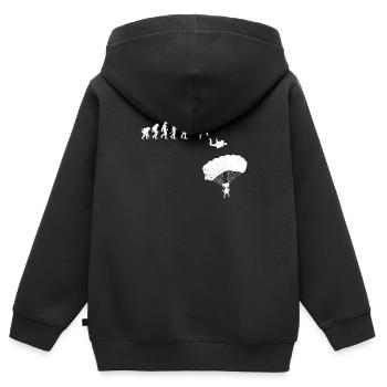 Fallschirmspringen Evolution des Menschen - Kinder Premium Organic Zip Hoodie - Schwarz - Hinten - AI Model Kid Male (0cm)