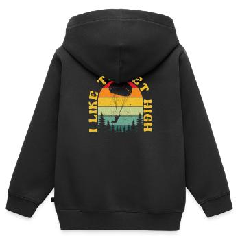 Parachutiste Parachute J’aime me défoncer - Sweat Premium à capuche zippé enfant bio - noir - Dos - AI Model Kid Male (0cm)