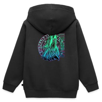 Valhalla Wolf Odin Runen Nordischer Kompass - Kinder Premium Organic Zip Hoodie - Schwarz - Hinten - AI Model Kid Male (0cm)