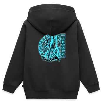 Valhalla Wolf Odin Runen Nordischer Kompass - Kinder Premium Organic Zip Hoodie - Schwarz - Hinten - AI Model Kid Male (0cm)