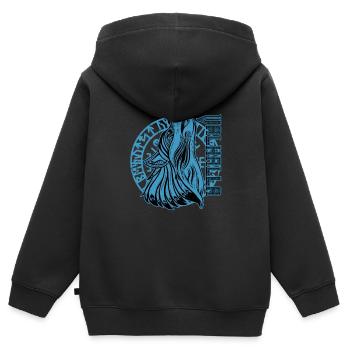 Valhalla Wolf Odin Runen Nordischer Kompass - Kinder Premium Organic Zip Hoodie - Schwarz - Hinten - AI Model Kid Male (0cm)