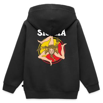 Sizilien flagge Sizilien Palermo Italien - Kinder Premium Organic Zip Hoodie - Schwarz - Hinten - AI Model Kid Male (0cm)
