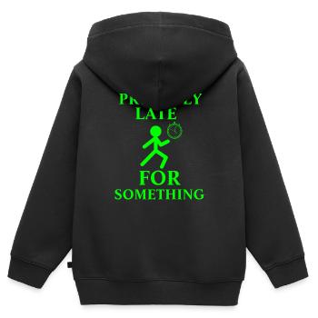 Probablement en retard pour quelque chose - Sweat Premium à capuche zippé enfant bio - noir - Dos - AI Model Kid Male (0cm)
