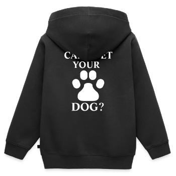 Puis-je caresser votre chien ? - Sweat Premium à capuche zippé enfant bio - noir - Dos - AI Model Kid Male (0cm)