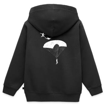 Rétro Vintage Distressed Skydiving Lover Lover - Sweat Premium à capuche zippé enfant bio - noir - Dos - AI Model Kid Male (0cm)