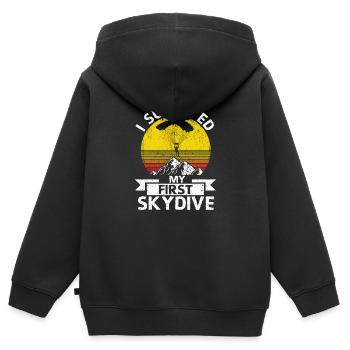 Parachutisme Drôle de parachutisme J’ai mon - Sweat Premium à capuche zippé enfant bio - noir - Dos - AI Model Kid Male (0cm)