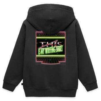 Blague Geek Blagues Lecture Livre Auteur Éditeur - Sweat Premium à capuche zippé enfant bio - noir - Dos - AI Model Kid Male (0cm)
