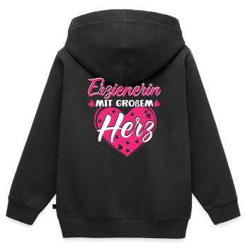 Kindergärtnerin Erzieherin mit großem Herz - Kinder Premium Organic Zip Hoodie - Schwarz - Hinten - AI Model Kid Male (0cm)