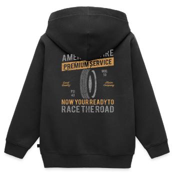 American Tire en détresse - Sweat Premium à capuche zippé enfant bio - noir - Dos - AI Model Kid Male (0cm)