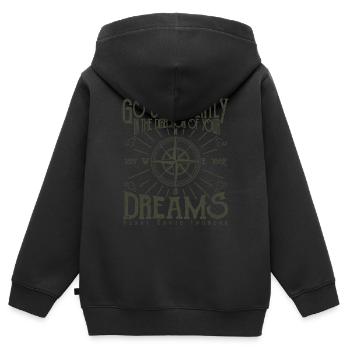 directions de vos rêves 1 - Sweat Premium à capuche zippé enfant bio - noir - Dos - AI Model Kid Male (0cm)