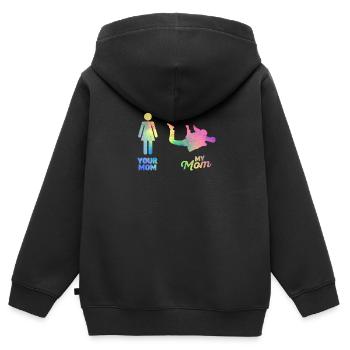 Ta mère Ma mère Parachutiste - Sweat Premium à capuche zippé enfant bio - noir - Dos - AI Model Kid Male (0cm)
