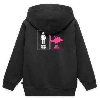 Deine Mutter Meine Mutter Fallschirmspringerin - Kinder Premium Organic Zip Hoodie - Schwarz - Hinten - AI Model Kid Male (0cm)