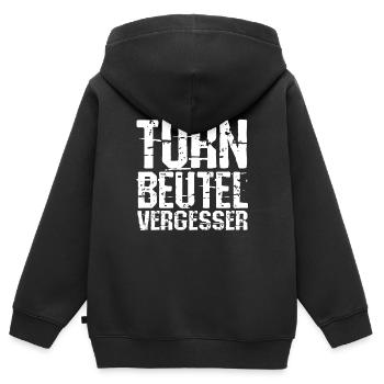 Turnbeutel Vergesser Für Den Turnunterricht Sportu - Kinder Premium Organic Zip Hoodie - Schwarz - Hinten - AI Model Kid Male (0cm)