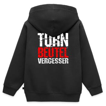 Turnbeutel Vergesser Für Den Turnunterricht Sportu - Kinder Premium Organic Zip Hoodie - Schwarz - Hinten - AI Model Kid Male (0cm)