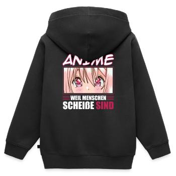 Anime parce que les gens sont nuls - Sweat Premium à capuche zippé enfant bio - noir - Dos - AI Model Kid Male (0cm)