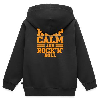 Keep Calm and Rock and Roll - Kinder Premium Organic Zip Hoodie - Schwarz - Hinten - AI Model Kid Male (0cm)