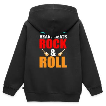 My Heart beats Rock &Roll - Kinder Premium Organic Zip Hoodie - Schwarz - Hinten - AI Model Kid Male (0cm)