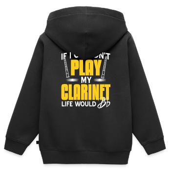 Si je ne pouvais pas jouer, ma vie de clarinette serait à plat - Sweat Premium à capuche zippé enfant bio - noir - Dos - AI Model Kid Male (0cm)