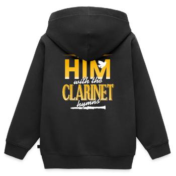 Louez-le avec les hymnes de clarinette cool rétro - Sweat Premium à capuche zippé enfant bio - noir - Dos - AI Model Kid Male (0cm)