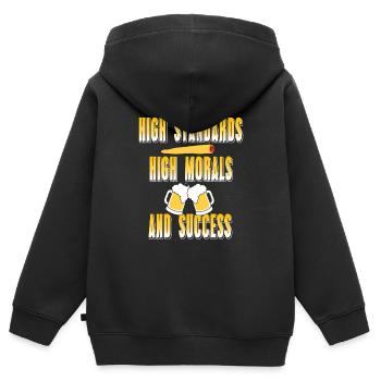 High Standards High Morals & Success Standards - Kinder Premium Organic Zip Hoodie - Schwarz - Hinten - AI Model Kid Male (0cm)