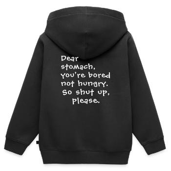 Lieber Magen - Kinder Premium Organic Zip Hoodie - Schwarz - Hinten - AI Model Kid Male (0cm)