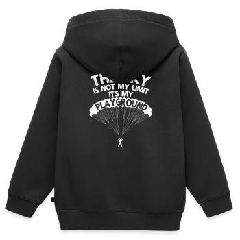 Der Himmel ist nicht meine Grenze, er ist mein - Kinder Premium Organic Zip Hoodie - Schwarz - Hinten - AI Model Kid Male (0cm)