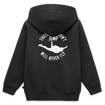 Those Who Don't Jump WIll Never Fly Funny Skidive - Kinder Premium Organic Zip Hoodie - Schwarz - Hinten - AI Model Kid Male (0cm)