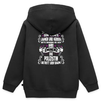 Polizistin T witziges Spruch Motiv Polizistin - Kinder Premium Organic Zip Hoodie - Schwarz - Hinten - AI Model Kid Male (0cm)
