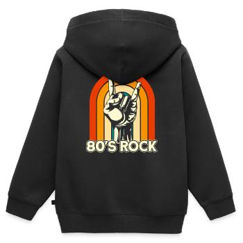 Vintage Retro 80s Rock Pommesgabel - Kinder Premium Organic Zip Hoodie - Schwarz - Hinten - AI Model Kid Male (0cm)