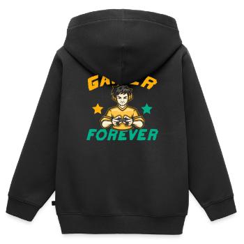 Gamer - Kinder Premium Organic Zip Hoodie - Schwarz - Hinten - AI Model Kid Male (0cm)