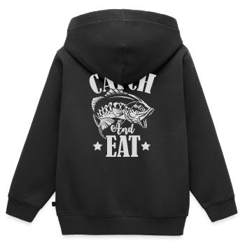 Catch Fish - Kinder Premium Organic Zip Hoodie - Schwarz - Hinten - AI Model Kid Male (0cm)