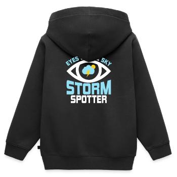Eyes On The Sky - Storm Spotter Météorologue Sto - Sweat Premium à capuche zippé enfant bio - noir - Dos - AI Model Kid Male (0cm)
