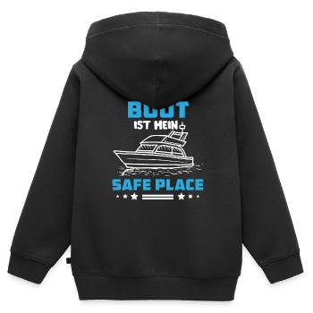 Mein Boot ist mein Safe Place - Kinder Premium Organic Zip Hoodie - Schwarz - Hinten - AI Model Kid Male (0cm)