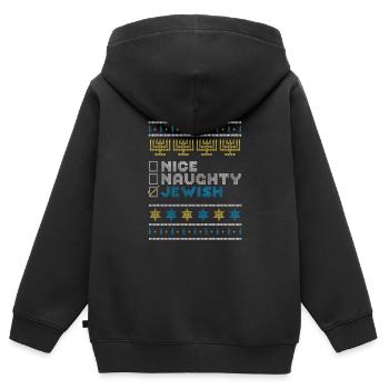 Beau Juif coquin, Pull juif de Hanoukka - Sweat Premium à capuche zippé enfant bio - noir - Dos - AI Model Kid Male (0cm)
