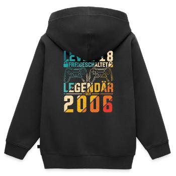 Level 18 Jahre Geburtstag 2006 LAN-Party Motiv Gam - Kinder Premium Organic Zip Hoodie - Schwarz - Hinten - AI Model Kid Male (0cm)
