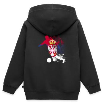 Nationalmannschaft Serbien Fußball Weltmeister - Kinder Premium Organic Zip Hoodie - Schwarz - Hinten - AI Model Kid Male (0cm)