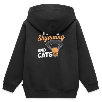 Drôles de parachutistes Kitten Parachute - Sweat Premium à capuche zippé enfant bio - noir - Dos - AI Model Kid Male (0cm)