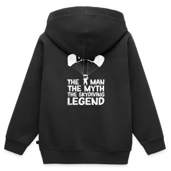 Skydiver Base Jump Papa L’homme Le mythe Le - Sweat Premium à capuche zippé enfant bio - noir - Dos - AI Model Kid Male (0cm)