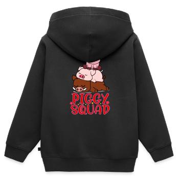 Piggy Squad Pig Family Tierliebhaber Funny Farm - Kinder Premium Organic Zip Hoodie - Schwarz - Hinten - AI Model Kid Male (0cm)