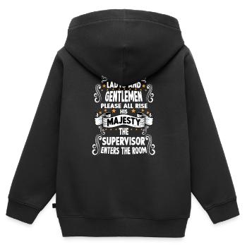 supervisor t funny saying supervisor - Kids Premium Organic Zip-up Hoodie - black - Back - AI Model Kid Male (0cm)
