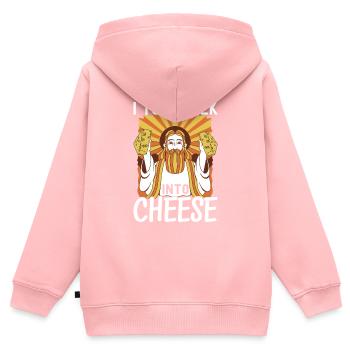 Amateurs de fromage Gouda - Sweat Premium à capuche zippé enfant bio - rose - Dos - AI Model Kid Female (0cm)
