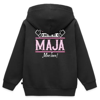 Maja Geschenkidee Geschenk Geburtstag - Kinder Premium Organic Zip Hoodie - Schwarz - Hinten - AI Model Kid Male (0cm)