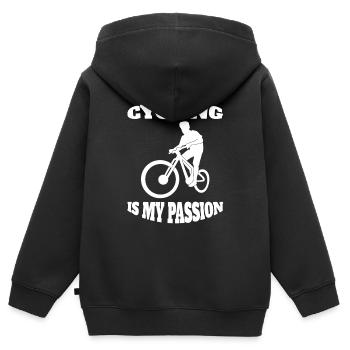 Fahrrad Radeln Fahrradtour Mountainbike Radfahren - Kinder Premium Organic Zip Hoodie - Schwarz - Hinten - AI Model Kid Male (0cm)