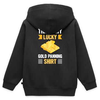 Orpaillage de l’or Prospecteurs d’or Chercheurs d’or - Sweat Premium à capuche zippé enfant bio - noir - Dos - AI Model Kid Male (0cm)
