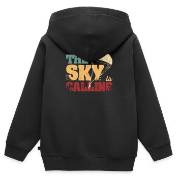 Parachutisme Adrénaline - Sweat Premium à capuche zippé enfant bio - noir - Dos - AI Model Kid Male (0cm)