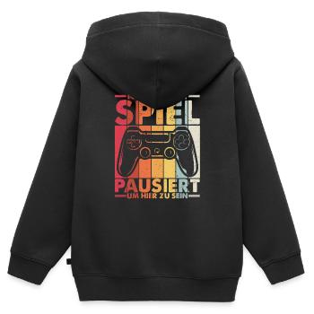 Ich Habe Mein Spiel Pausiert Um Hier Zu Sein Spiel - Kinder Premium Organic Zip Hoodie - Schwarz - Hinten - AI Model Kid Male (0cm)